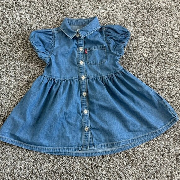 Levi's Other - Levi's Bubble Short Sleeve Button Up Collared Denim Dress Girl's Size 2T